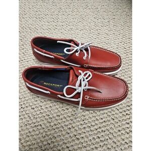 NEW Rockport Men's Red Leather Boat Deck Shoes Size 11 M  ⚡️